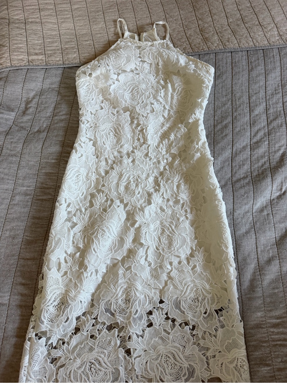 Just Me White Floral Lace Halter Midi Dress